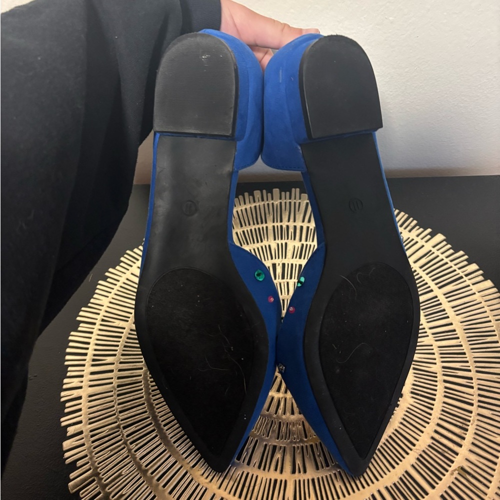 Betsey Johnson Blue Embroidered Flats - Picture 6 of 7